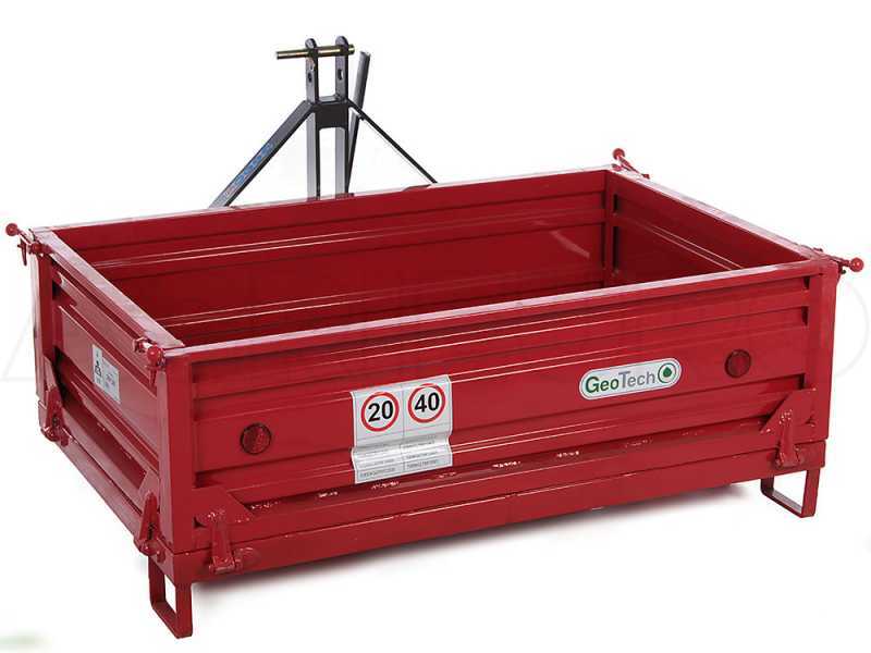 Benne 3 points pour tracteur GeoTech TRP 160 - Basculante - 3 ridelles ouvrables