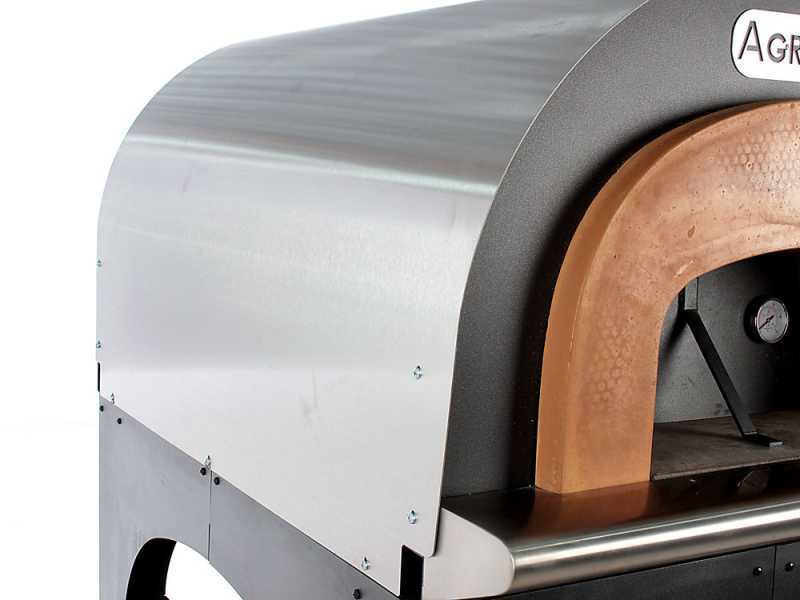 AgriEuro Cibus Inox 800 - Four &agrave; bois pour pizza d'ext&eacute;rieur avec chambre de cuisson &Oslash; 80 - Capacit&eacute; de cuisson : 5 pizzas