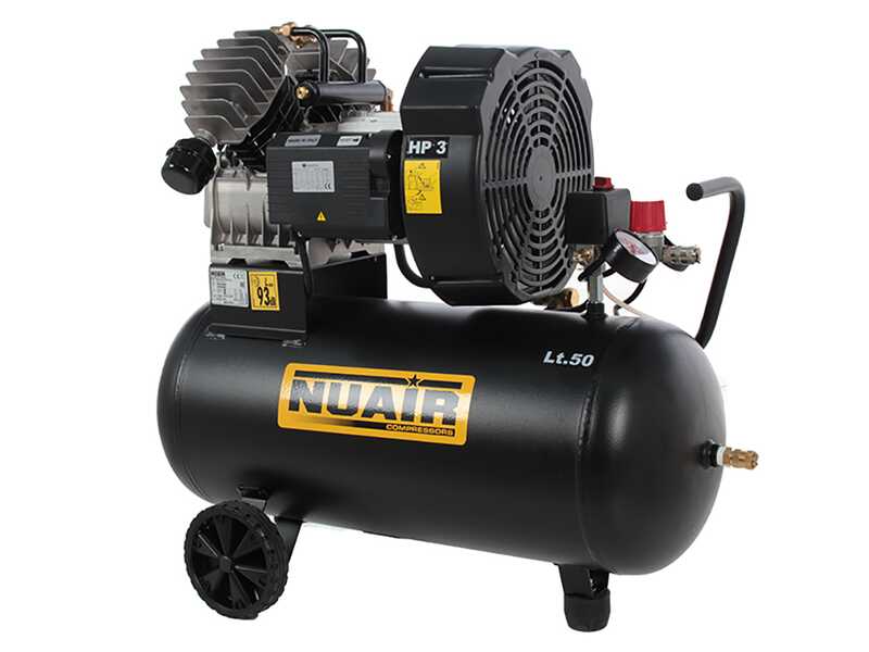 Nuair GVM/50 - Compresseur d'air &eacute;lectrique - Sur chariot culasse en V moteur 3 CV - 50 L