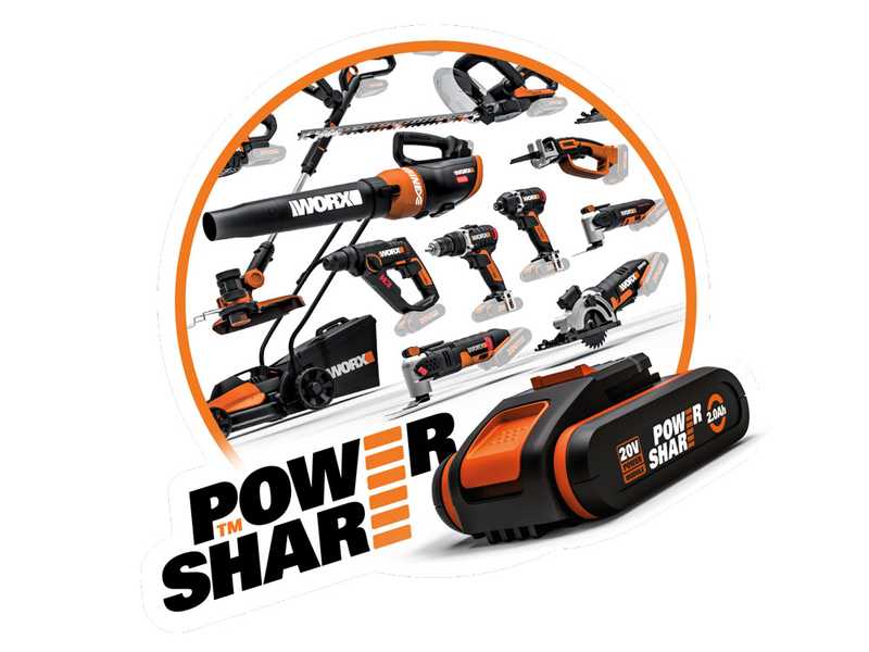 Worx WG779E - Tondeuse &agrave; gazon &agrave; batterie - 2x20V/2,5Ah - Coupe 34 cm