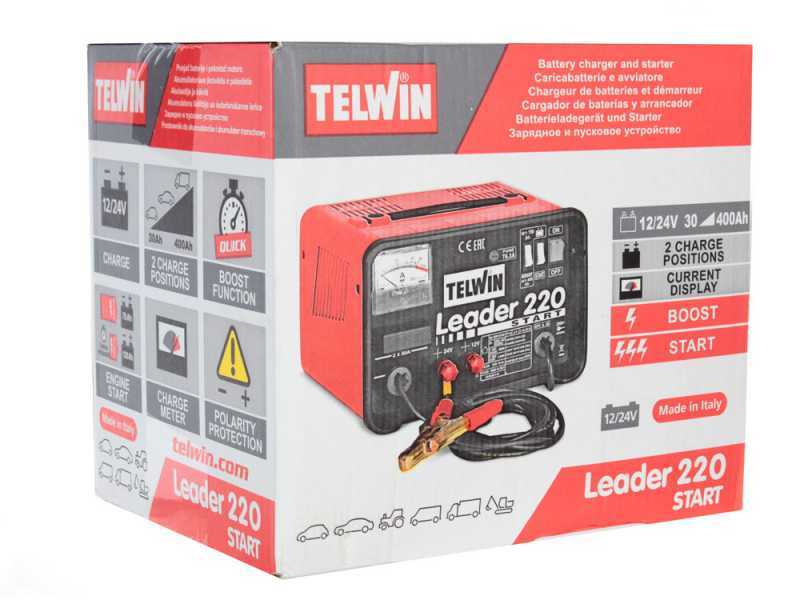 Chargeur de batterie et d&eacute;marreur Telwin Leader 220 - batteries WET/START-STOP tension 12/24V