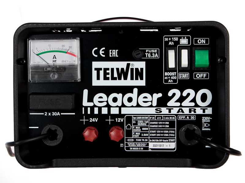 Telwin Leader 220 - Chargeur de voiture et d&eacute;marreur - batteries humides/d&eacute;marrage-arr&ecirc;t d'une tension de 12/24V