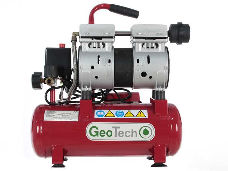 GeoTech S-AC-9-8-07 - Compresseur &eacute;lectrique silencieux compact portatif - Moteur 0.7 CV - 8 bars