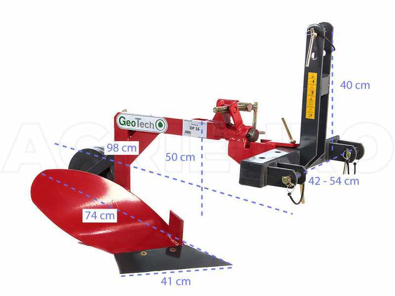 Charrue monosoc pour tracteur Geotech DP16 &agrave; versoir court