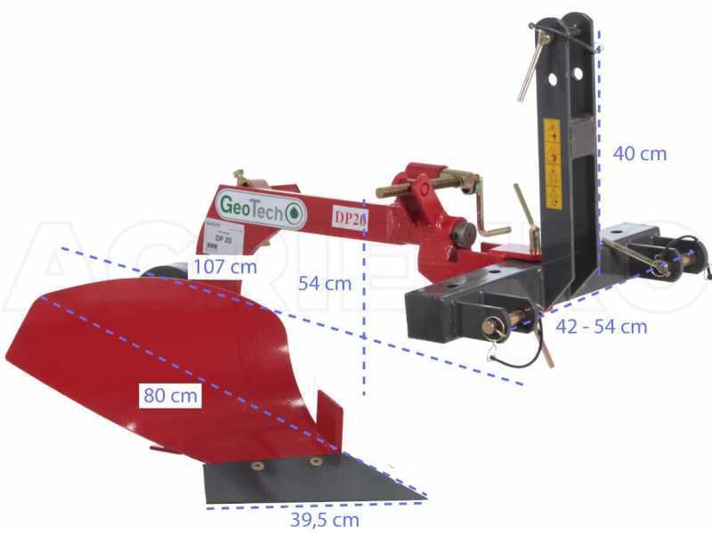 Geotech DP20 - Charrue mono-soc avec structure renforc&eacute;e - Pour tracteurs avec attelage &agrave; trois points