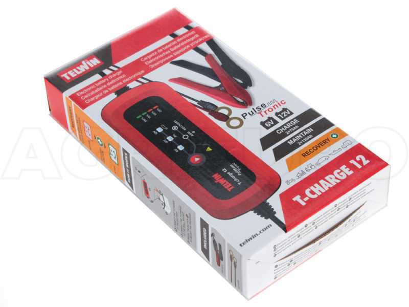 Telwin T-Charge 12 - Chargeur de batterie et mainteneur de charge - batteries de voiture et moto 6/12V - batteries AGM