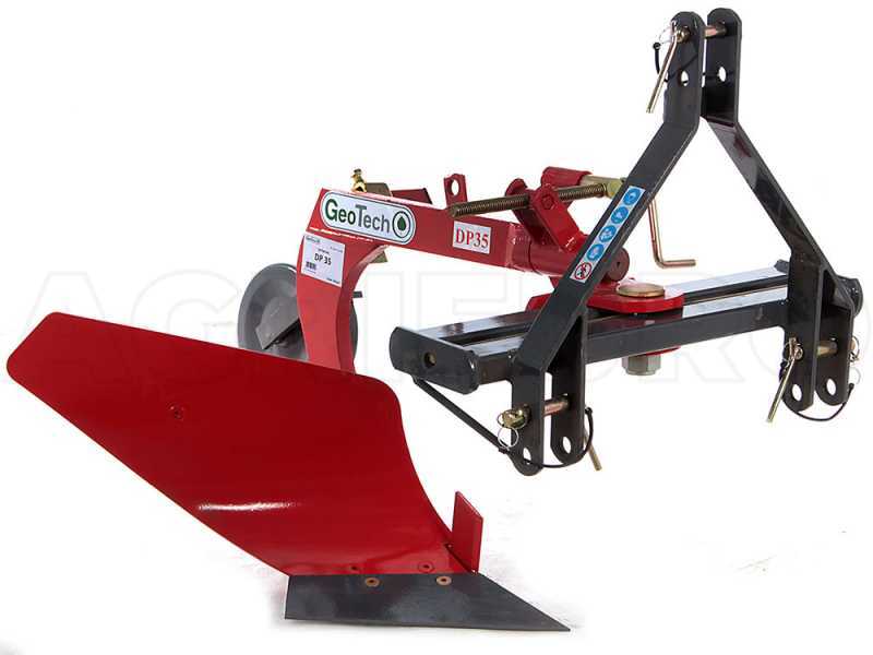 Geotech DP35 - Charrue mono-soc - R&eacute;glage lat&eacute;ral manuel par vis - Pour tracteurs avec attelage &agrave; trois points
