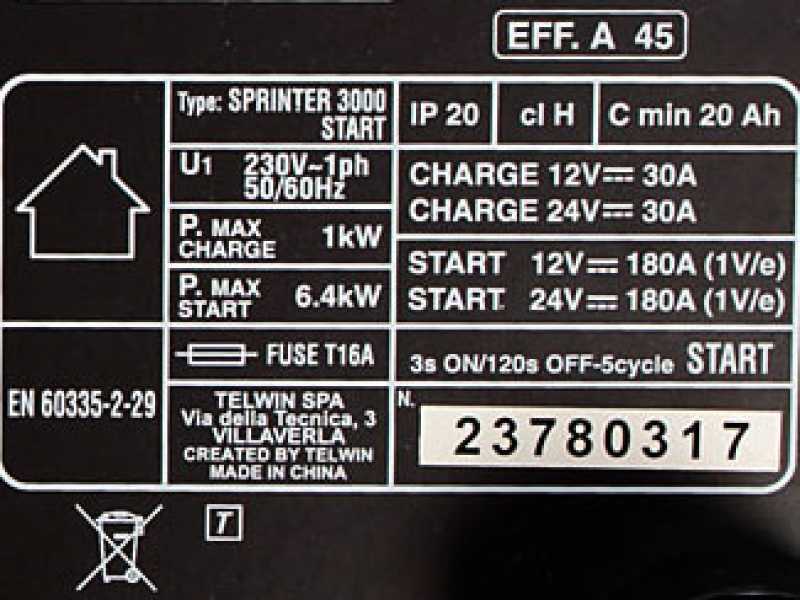 Chargeur de batterie et d&eacute;marreur Telwin Sprinter 3000 Start - batteries WET/START-STOP 12/24V