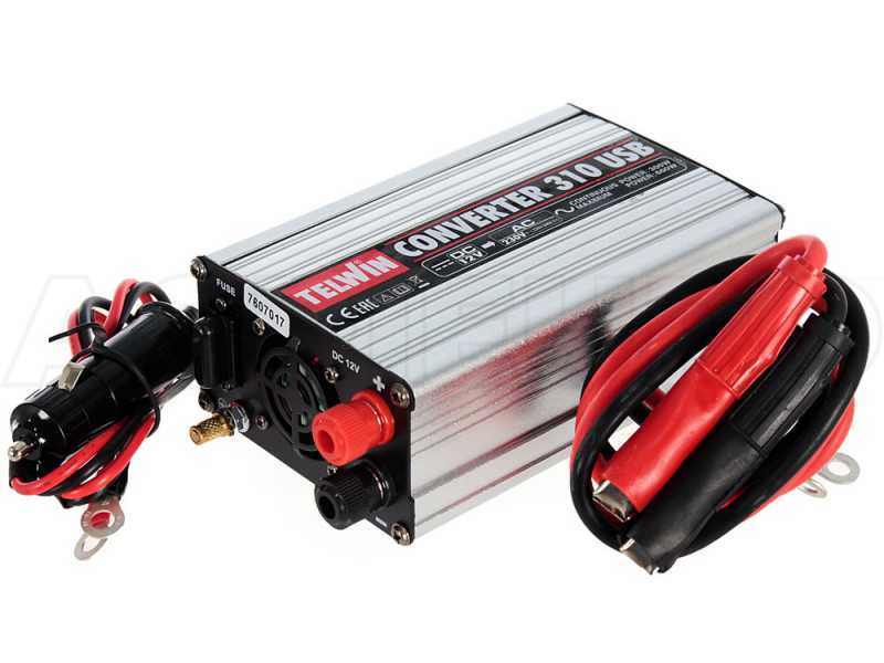 Telwin Converter 310 - Convertisseur &agrave; onduleur USB de courant de 12V CC &agrave; 230V CA - 2 ports USB - 300w