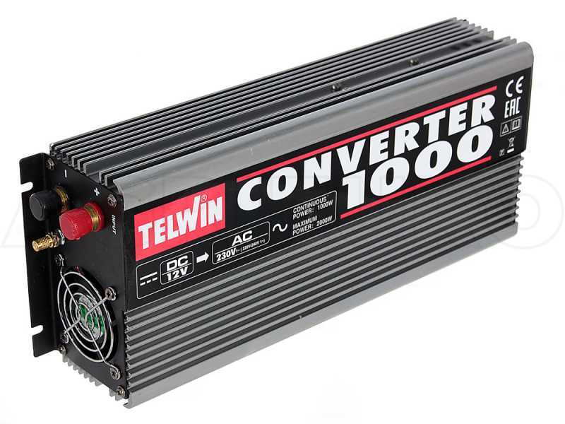 Telwin Converter 1000 - Convertisseur de courant &agrave; onduleur de 12V CC &agrave; 230V CA - puissance 1000W