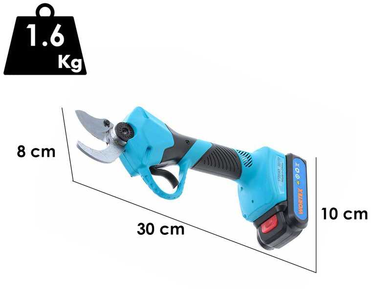 S&eacute;cateur &eacute;lectrique de taille Wortex Piranha 30-M, batterie Li-ion de 2 Ah - &Oslash; max 27mm