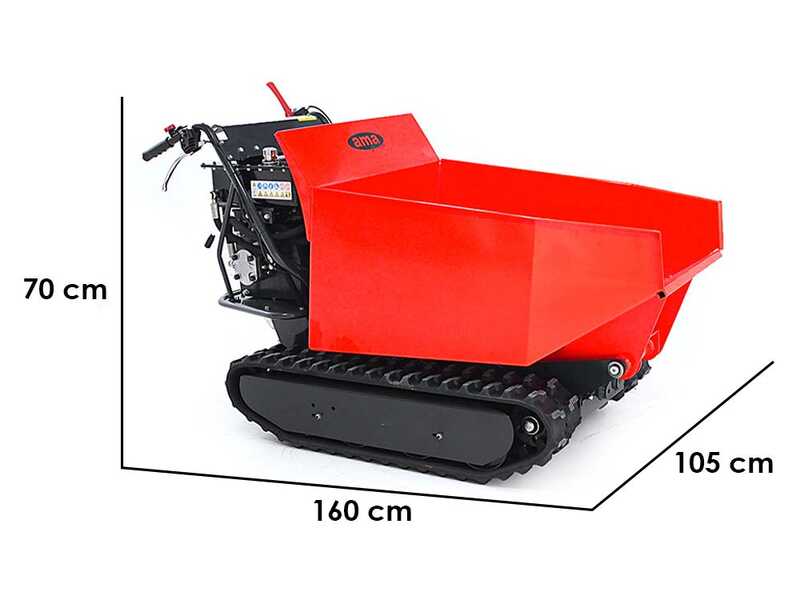 Brouette &agrave; chenilles AMA TAG500TD avec benne dumper hydraulique - Charge 500 kg