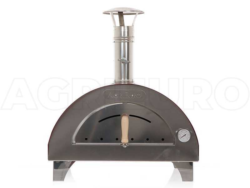 AgriEuro Quattro Stagioni - Four &agrave; bois pour pizza d'ext&eacute;rieur Antracite 60x40 - cuisson 1 pizza