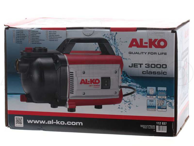 Pompe &eacute;lectrique pour irrigation AL-KO Jet 3000 Classic - pompe de jardin de 650 watts