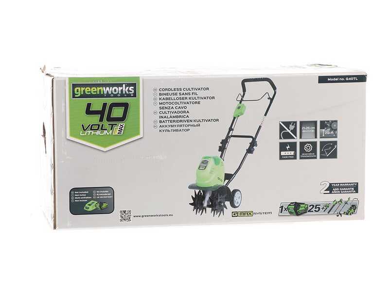 Motobineuse &eacute;lectrique Greenworks G40TL 40 V &agrave; batterie avec roues - 40V Batterie 4A