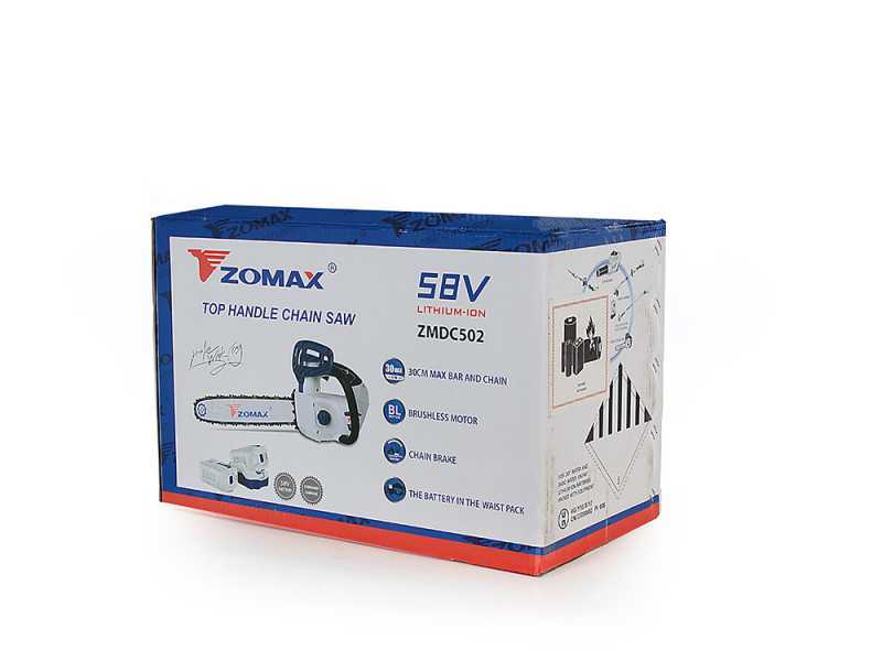 Tron&ccedil;onneuse &agrave; batterie Zomax ZMDC 502 da 58V 4 Ah - Guide de 20cm - Pas de 1/4