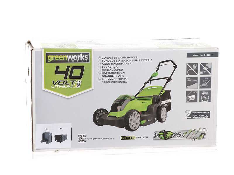 Greenworks G40LM41 - Tondeuse &agrave; gazon &agrave; batterie - 40 V/4 Ah - Largeur de coupe 41 cm