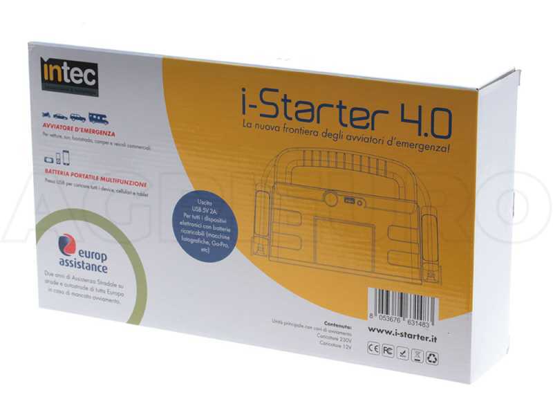 Intec i-Starter 4.0 - D&eacute;marreur de secours et chargeur de batterie - alimentation 12V