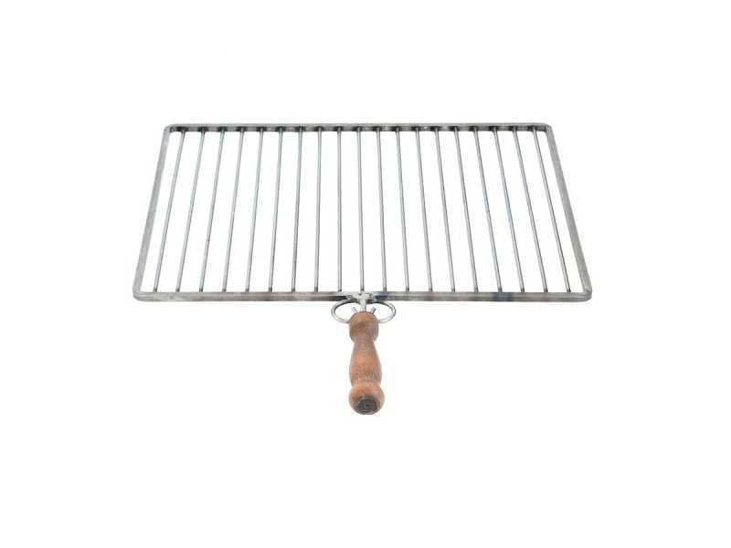 Grille en fer forg&eacute; - Fer naturel - Manches en bois anti-br&ucirc;lure