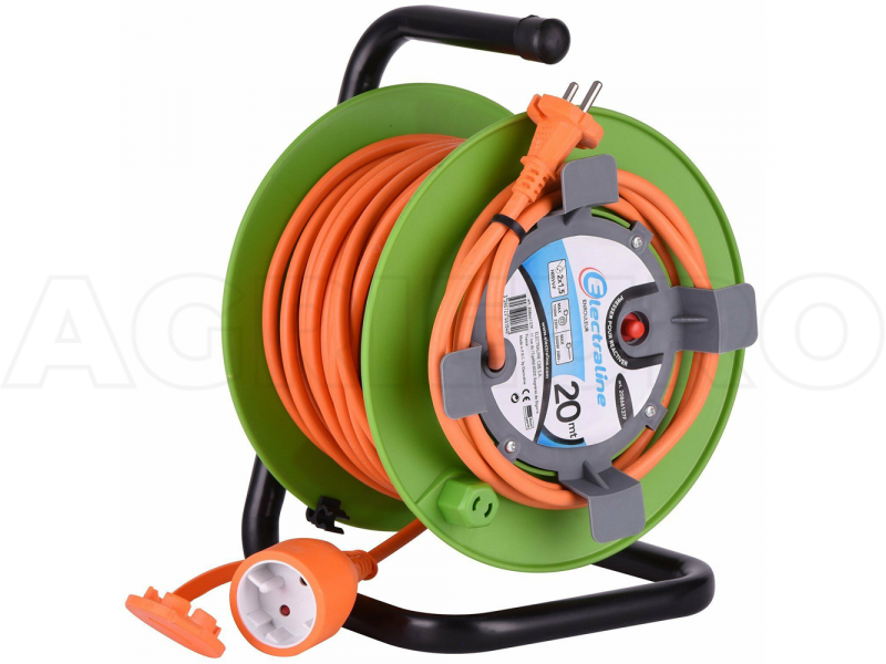 Enrouleur Electraline - 20m - Prise universelle Section 2 x 1,5 mm&sup2; (2 c&acirc;bles avec section 1,5mm&sup2;)