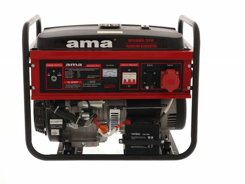 AMA QF6000 3PH - Groupe &eacute;lectrog&egrave;ne 6.5 kW triphas&eacute; &agrave; essence - G&eacute;n&eacute;rateur de courant