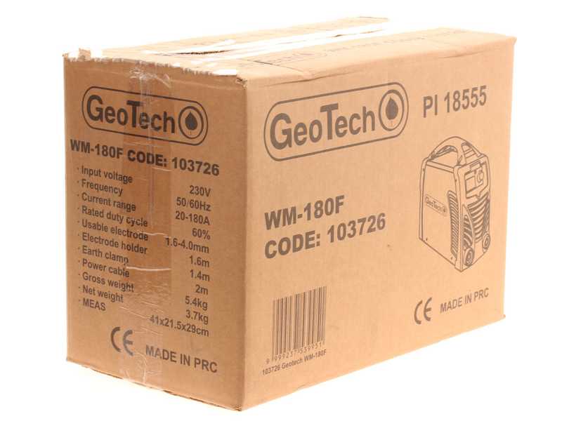Poste &agrave; souder inverter &agrave; &eacute;lectrode en courant continu GeoTech WM-180 F - 180 A - avec Kit MMA
