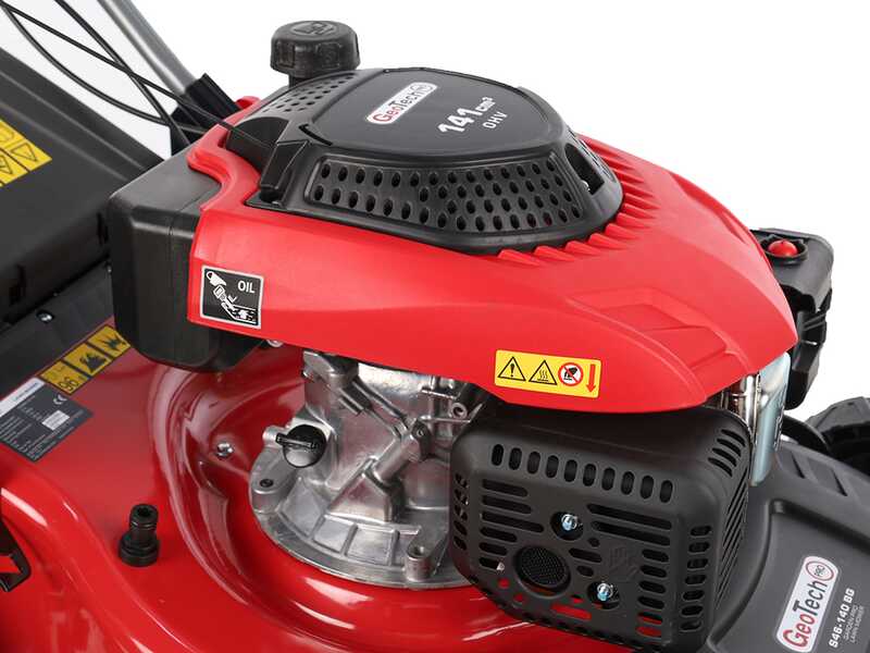 GeoTech Pro S46-140BG - Tondeuse &agrave; gazon thermique autotract&eacute;e - 2en1: ramassage + &eacute;jection arri&egrave;re