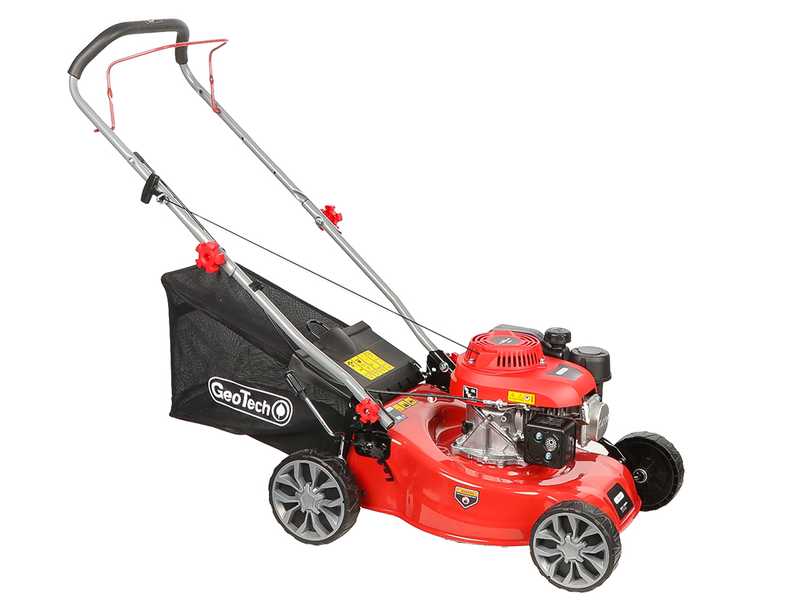 Tondeuse &agrave; gazon thermique GeoTech S41-130 B - &agrave; pouss&eacute;e manuelle 2en1 ramassage + &eacute;jection post&eacute;rieure