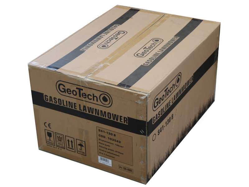 Tondeuse &agrave; gazon thermique GeoTech S41-130 B - &agrave; pouss&eacute;e manuelle 2en1 ramassage + &eacute;jection post&eacute;rieure