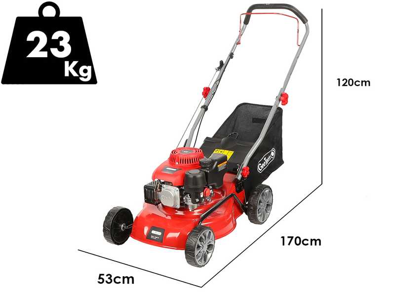 Tondeuse &agrave; gazon thermique GeoTech S41-130 B - &agrave; pouss&eacute;e manuelle 2en1 ramassage + &eacute;jection post&eacute;rieure