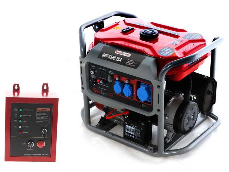 GeoTech-Pro GGP 6500 ESA - Groupe &eacute;lectrog&egrave;ne sur chariot avec AVR d&eacute;m. &eacute;lectrique 5.4 kW - Continue 5 kW Monophas&eacute; + ATS