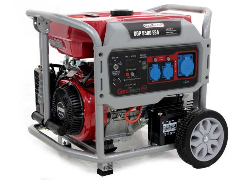 GeoTech-Pro GGP 9500 ESA - Groupe &eacute;lectrog&egrave;ne sur chariot avec AVR d&eacute;m. &eacute;lectrique 7.9 kW - Continue 7.5 kW Monophas&eacute;