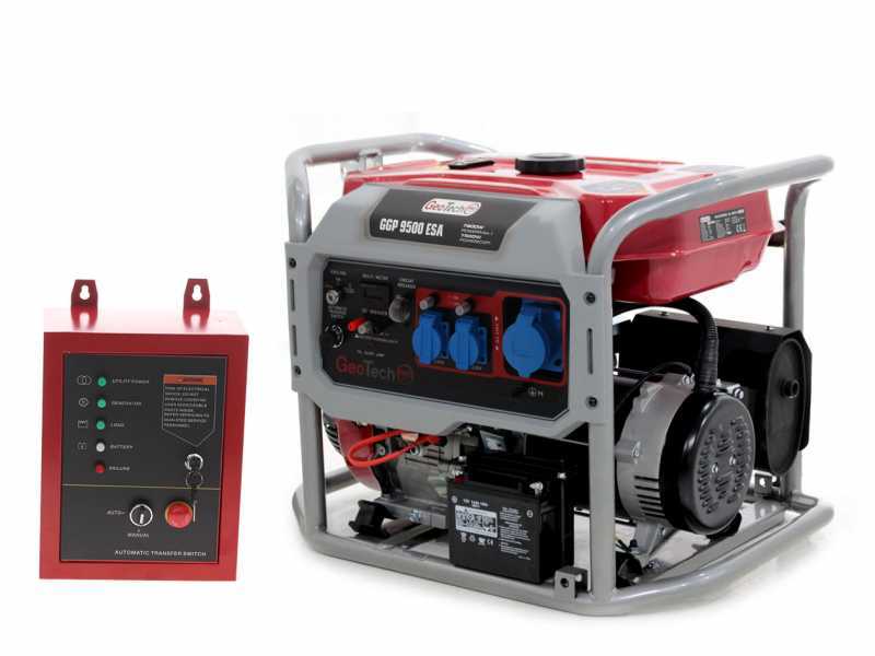 GeoTech Pro GGP 9500 ESA - Groupe &eacute;lectrog&egrave;ne sur chariot avec AVR d&eacute;m. &eacute;lectrique 7.9 kW - Continue 7.5 kW Monophas&eacute; + ATS