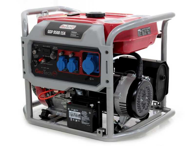 GeoTech Pro GGP 9500 ESA - Groupe &eacute;lectrog&egrave;ne sur chariot avec AVR d&eacute;m. &eacute;lectrique 7.9 kW - Continue 7.5 kW Monophas&eacute; + ATS