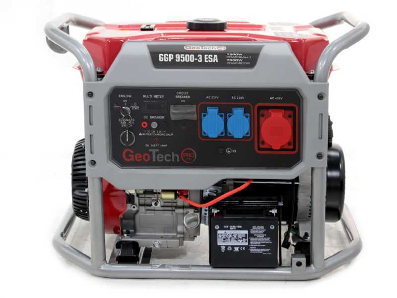 GeoTech Pro GGP 9500-3 ESA - Groupe &eacute;lectrog&egrave;ne sur chariot avec AVR d&eacute;m. &eacute;lectrique 7.8 kW - Continue 7.5 kW