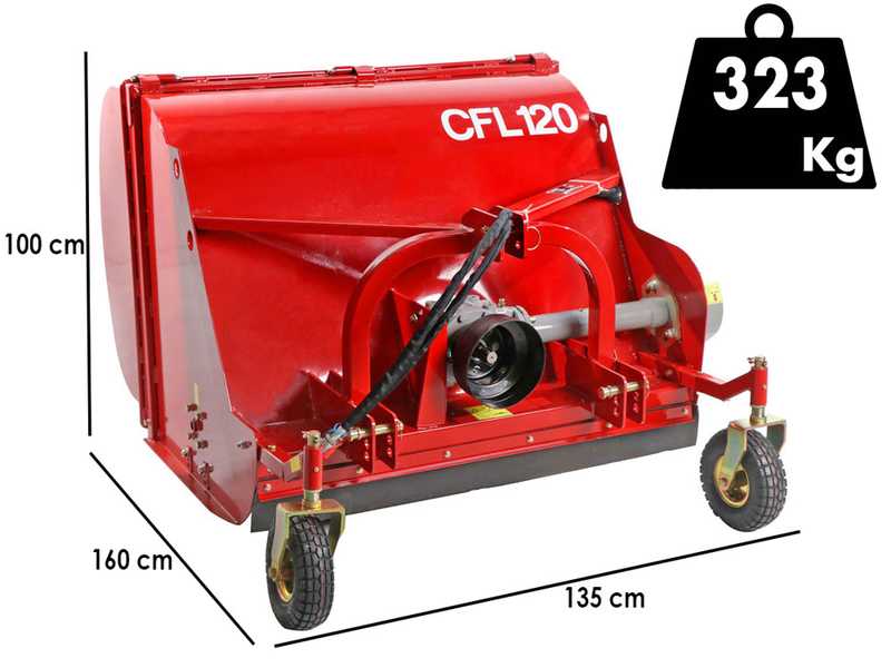 GeoTech Pro CFL120 - Broyeur sur tracteur - Bac de ramassage  - Ramasseur - S&eacute;rie moyenne