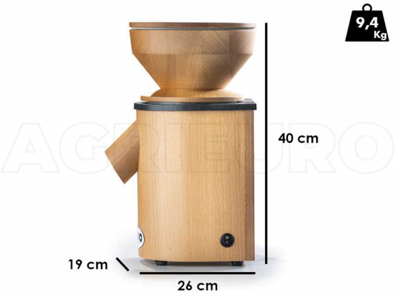 Moulin &agrave; farine  Mockmill professional 200 en bois et structure HI-MACS. Moteur de 600 watts