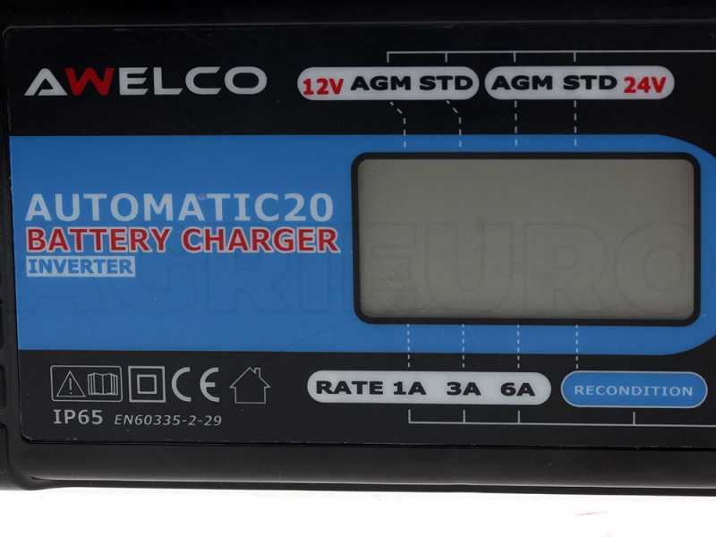 Awelco Automatic 20 - Chargeur de batterie/mainteneur de charge automatique - 12V / 24V - batteries jusqu'&agrave; 120A