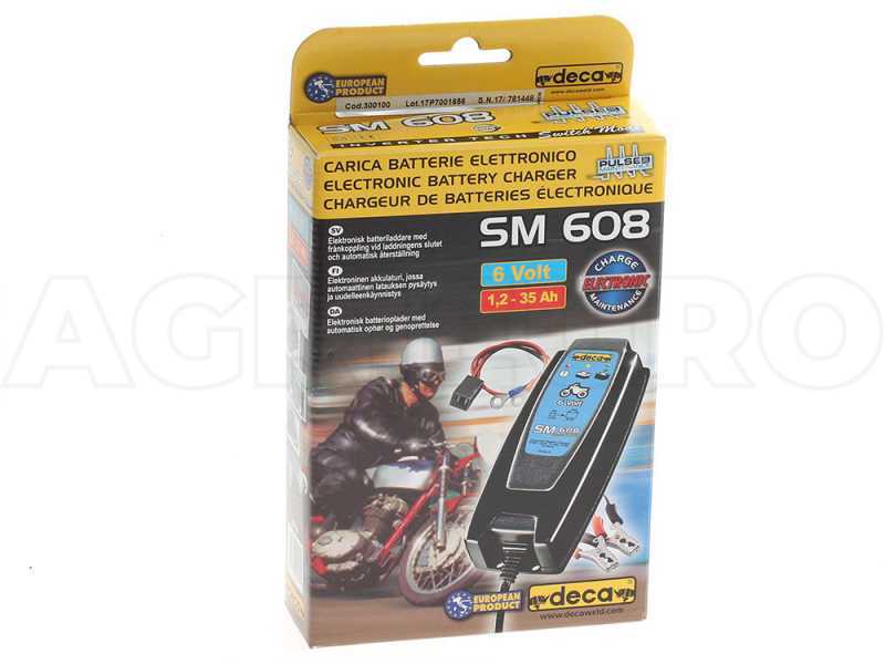 Chargeur de batterie automatique Deca SM 608 - 6V - batteries auto et moto jusqu'&agrave; 35 Ah