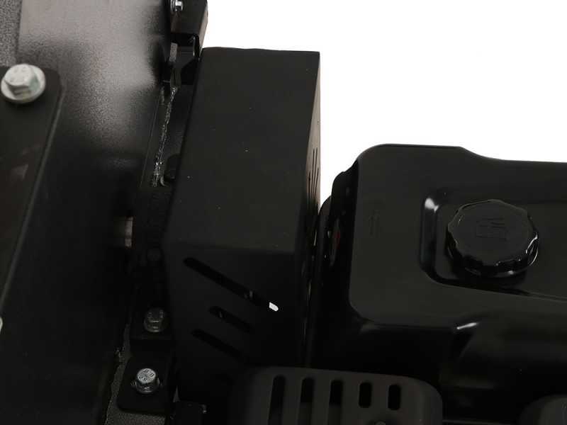 Transmission à double courroie renforcée pour broyeur, assurant robustesse et protection contre les chocs et contre-coups