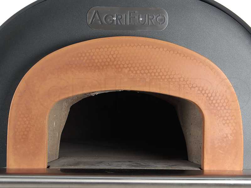 AgriEuro Cibus Inox 1000 - Four &agrave; bois pour pizza d'ext&eacute;rieur avec chambre de cuisson &Oslash; 100 - Capacit&eacute; de cuisson : 6 pizzas
