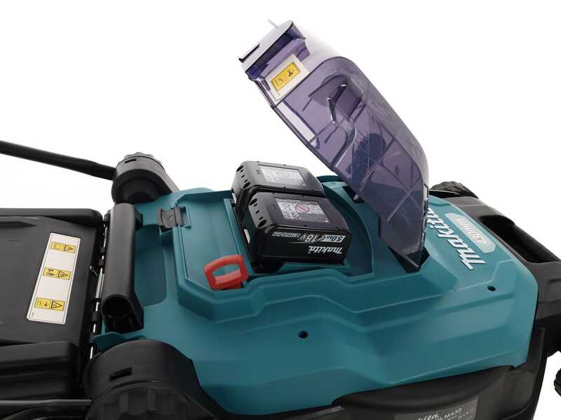 Makita DLM432PT2 - Tondeuse &agrave; gazon &eacute;lectrique 2 X 5 Ah au lithium - Bac de ramassage, 43 cm