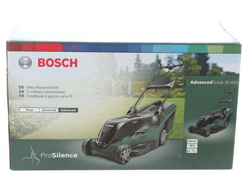 Tondeuse &eacute;lectrique 2 batteries 2 Ah au lithium BOSCH AdvancedRotak 36-660 - Bac de ramassage