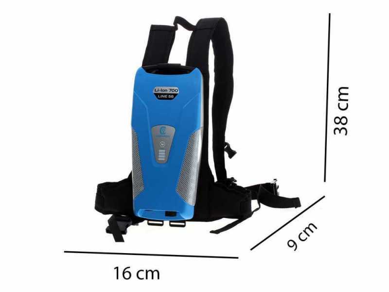 Peigne vibreur &eacute;lectrique &agrave; batterie Campagnola Nuovo Holly 58V de 185-270 cm - Batterie &agrave; dos incluse