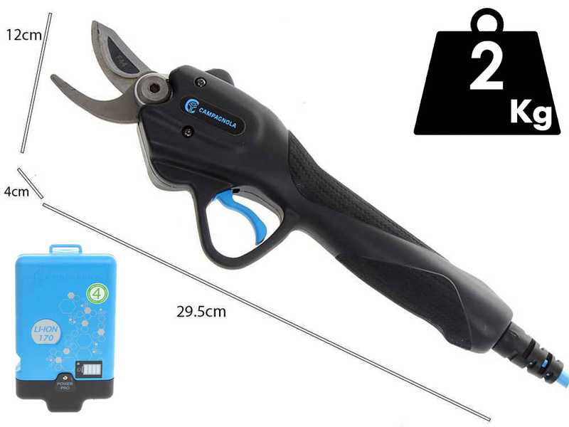 S&eacute;cateur &eacute;lectrique de taille Campagnola Pony PRO, &agrave; batterie - Power Kit 170 Evo