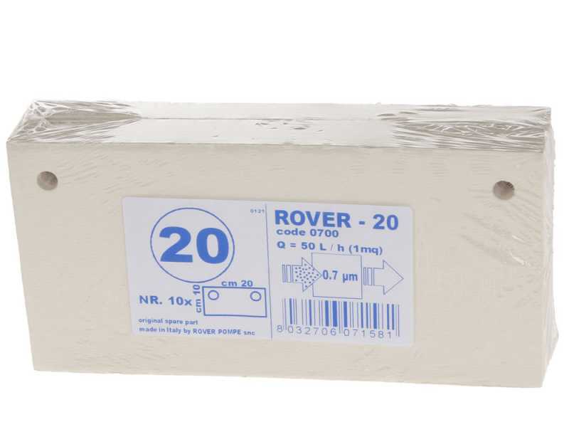Type 20 - Cartons filtrants Rover pour pompes avec filtre Pulcino -  20x10 cm - 10 pi&egrave;ces