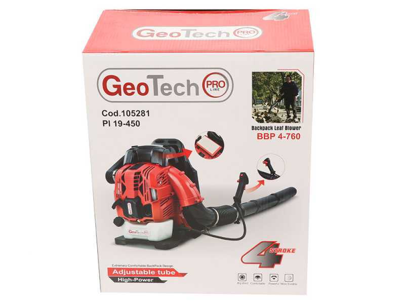 GeoTech Pro BBP4-760 - Souffleur de feuilles thermique &agrave; dos avec moteur 4 temps