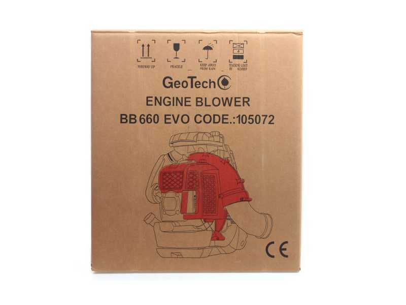 GeoTech BB 660 EVO - Souffleur de feuilles thermique &agrave; dos avec moteur 2 temps