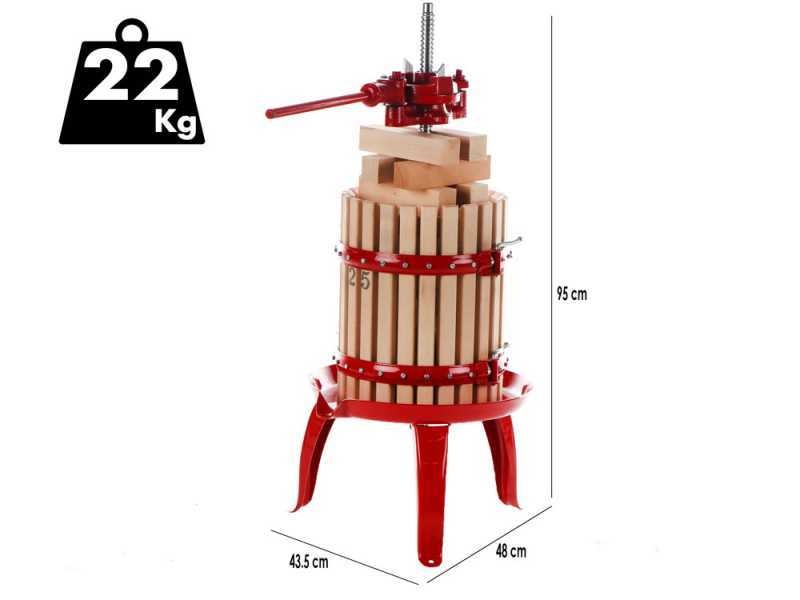 Baesso Torchio 25 - Pressoir &agrave; raisin manuel - 20 lt