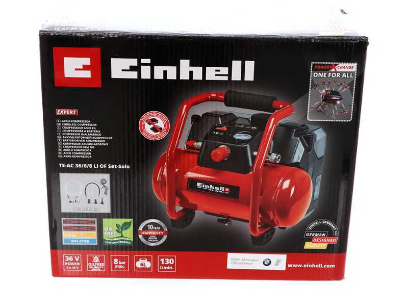 Einhell TE-AC 36 6 8 Li OF Set - Compresseur &agrave; batterie oilless - 4 Ah 2X18V